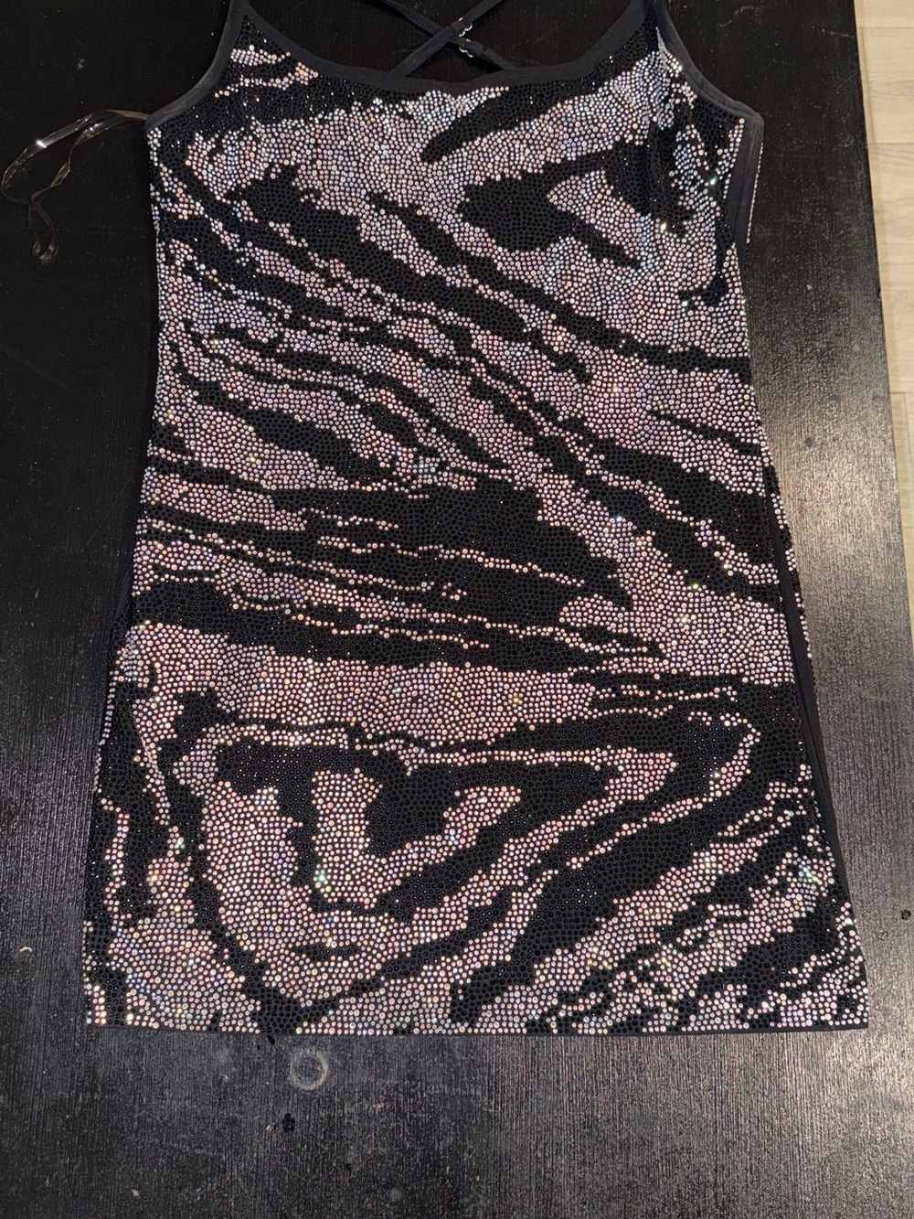 Black Sequin Zebra-Print Pencil dress